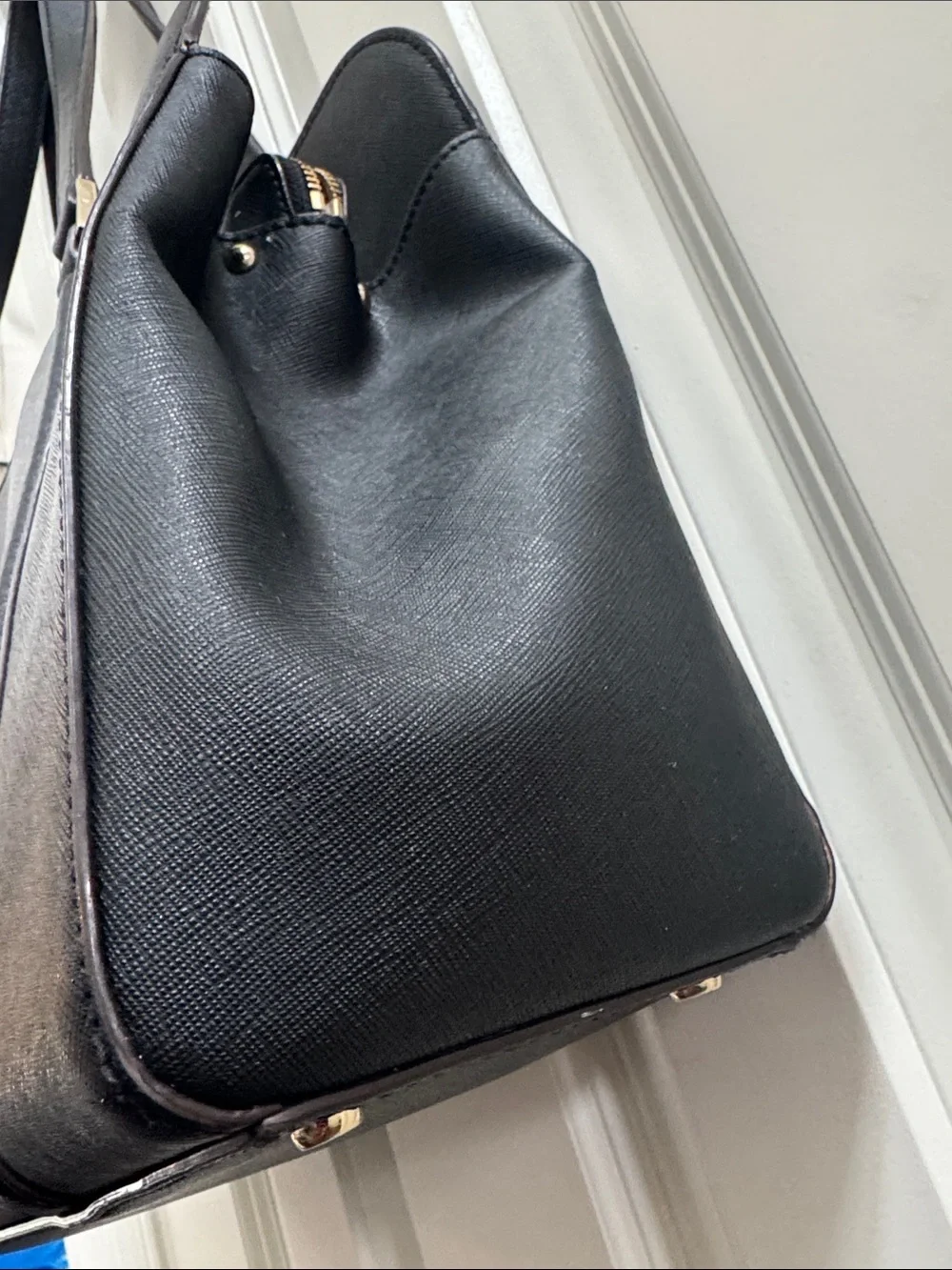 kate spade Black Structured Shoulder Bag with Gold Accent